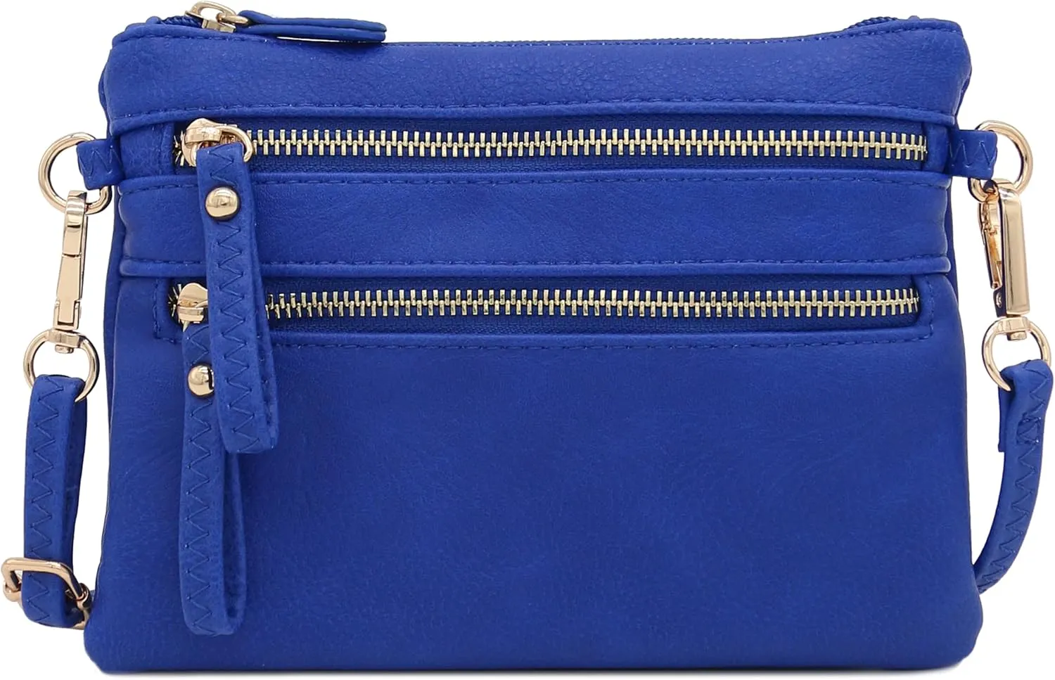 FashionPuzzle Multi Zipper Pocket Small Wristlet Crossbody Bag