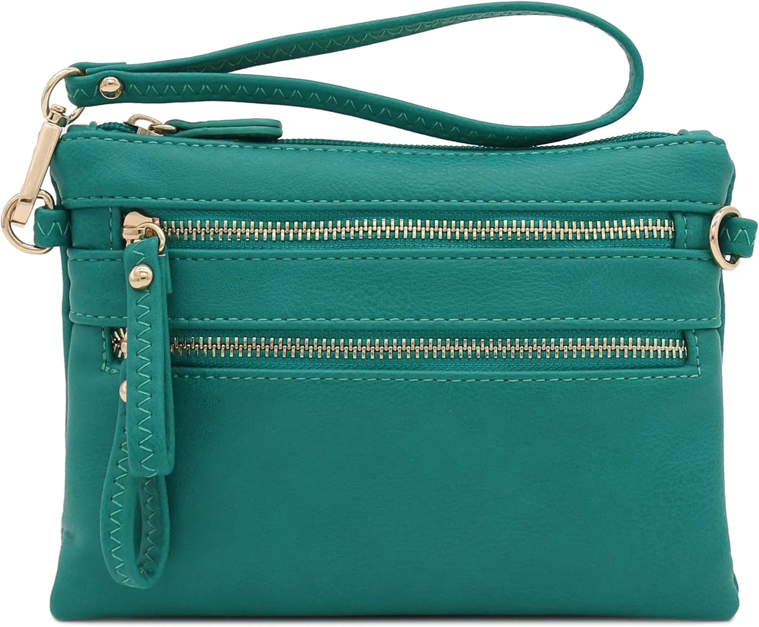 FashionPuzzle Multi Zipper Pocket Small Wristlet Crossbody Bag