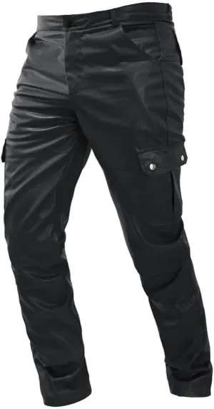 Faux Leather Multi-Pocket Pants Motorcycle Rider Pants Stylish Hip Hop Trousers