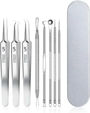 Fecong Tweezers, Fecong Stainless Steel Blackhead Removal Kit, Professional Facial Blackhead Remover Tweezers, Stainless Steels Blackhead Tweezers Extraction Tool