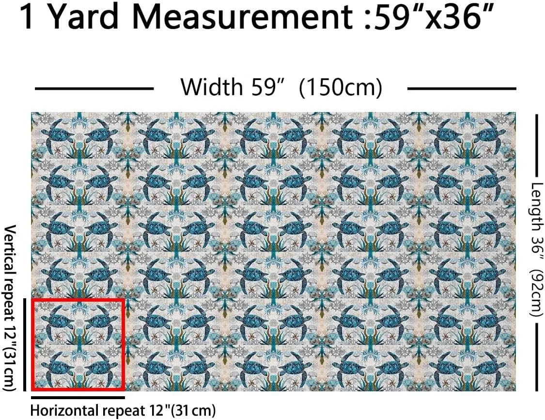 Feelyou Sea Turtle Upholstery Fabric for Chairs Ocean Sailboat Compass Fabric by The Yard for Boys Girls Nautical Theme Decorative Waterproof Outdoor Fabric Ocean Creature Outdoor Fabric Room 1 Yard