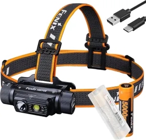 Fenix HM70R 1600 Lumen USB-C Rechargeable Headlamp with Dual ARB-L21-5000, White, High CRI and Red LEDs & LumenTac Organizer
