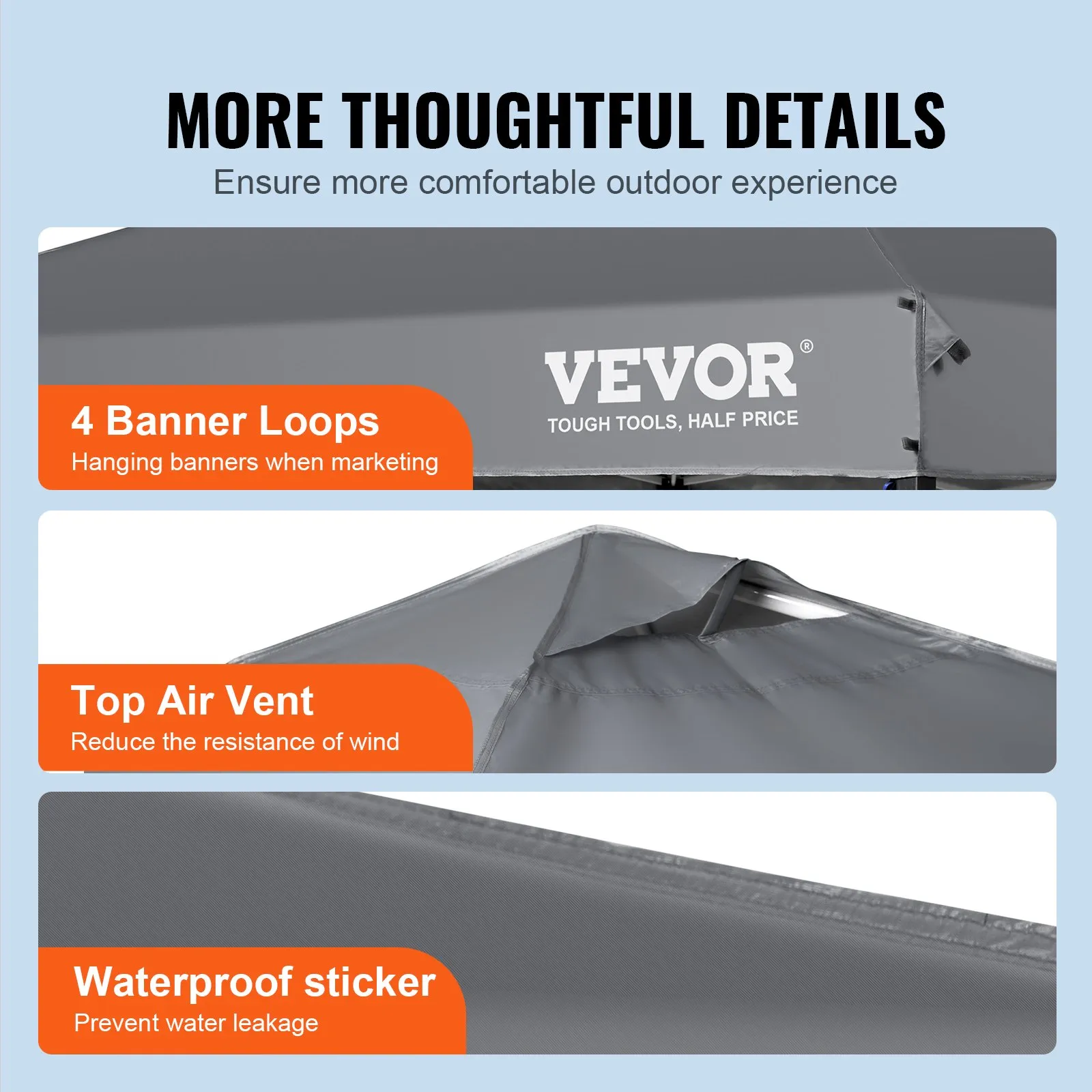 (FINAL PRICES ARE LOWER ON OUR SITE!) VEVOR Pop Up Canopy Tent, 10 x 10 ft, 250 D PU Silver Coated Tarp, with Portable Roller Bag and 4 Sandbags, Waterproof and Sun Shelter Gazebo for Outdoor Party, Camping, Commercial Events, Dark Gray