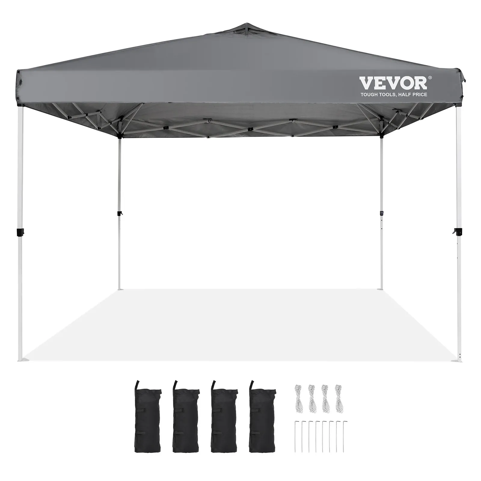 (FINAL PRICES ARE LOWER ON OUR SITE!) VEVOR Pop Up Canopy Tent, 10 x 10 ft, 250 D PU Silver Coated Tarp, with Portable Roller Bag and 4 Sandbags, Waterproof and Sun Shelter Gazebo for Outdoor Party, Camping, Commercial Events, Dark Gray