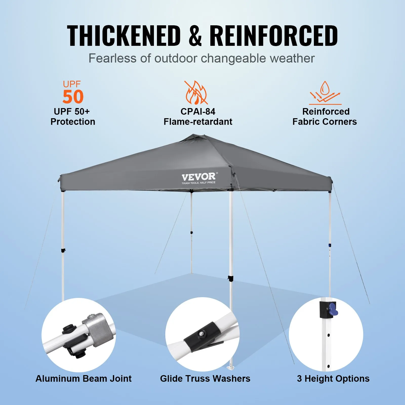 (FINAL PRICES ARE LOWER ON OUR SITE!) VEVOR Pop Up Canopy Tent, 10 x 10 ft, 250 D PU Silver Coated Tarp, with Portable Roller Bag and 4 Sandbags, Waterproof and Sun Shelter Gazebo for Outdoor Party, Camping, Commercial Events, Dark Gray