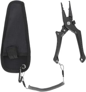 Fishing Pliers, Aluminum Alloy Lure Self Locking Fishing Hook Remover Fish Controller Tong Set with Storage Bag for Outdoor Fishing
