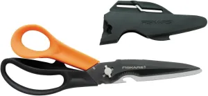 Fiskars Cuts   More Multi-tool Scissors, Includes Protective Case With Scissor Sharpener, Length: 23 cm, Titanium Coating, Stainless Steel Blade/Plastic Handles, Black/Orange, 1000809