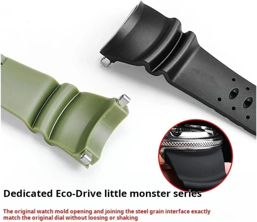 Fit for Citizen BJ8050-08E BJ8050 BJ8057 Inlaid Stainless Steel Adapter Men's Rubber Watchband
