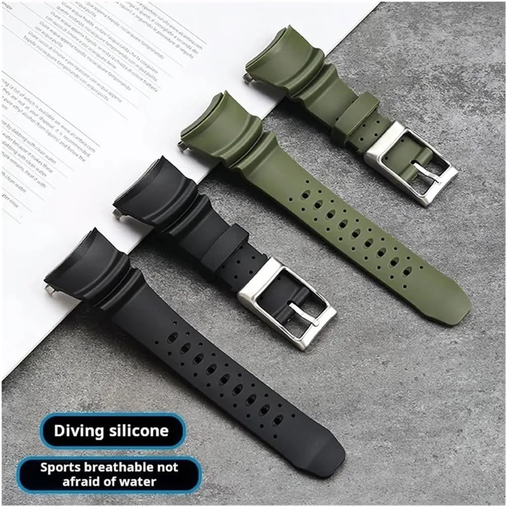 Fit for Citizen BJ8050-08E BJ8050 BJ8057 Inlaid Stainless Steel Adapter Men's Rubber Watchband