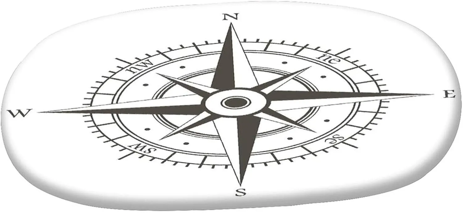 Fitted Oval Tablecloth, Compass Elasticized Polyester Table Cover,Wind Rose Old Fashion Navigational Equipments Print Fitted Table Cloth, Fits Oval Tables up to 42" x 60", for Kitchen Indoor Dining