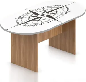Fitted Oval Tablecloth, Compass Elasticized Polyester Table Cover,Wind Rose Old Fashion Navigational Equipments Print Fitted Table Cloth, Fits Oval Tables up to 42" x 60", for Kitchen Indoor Dining