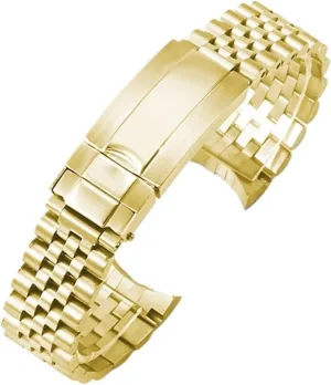Five Bead Solid Stainless Steel Watch Band 20mm Universal Folding Buckle Watch Accessory Tool Suitable for Quartz Watches Traditional Watches