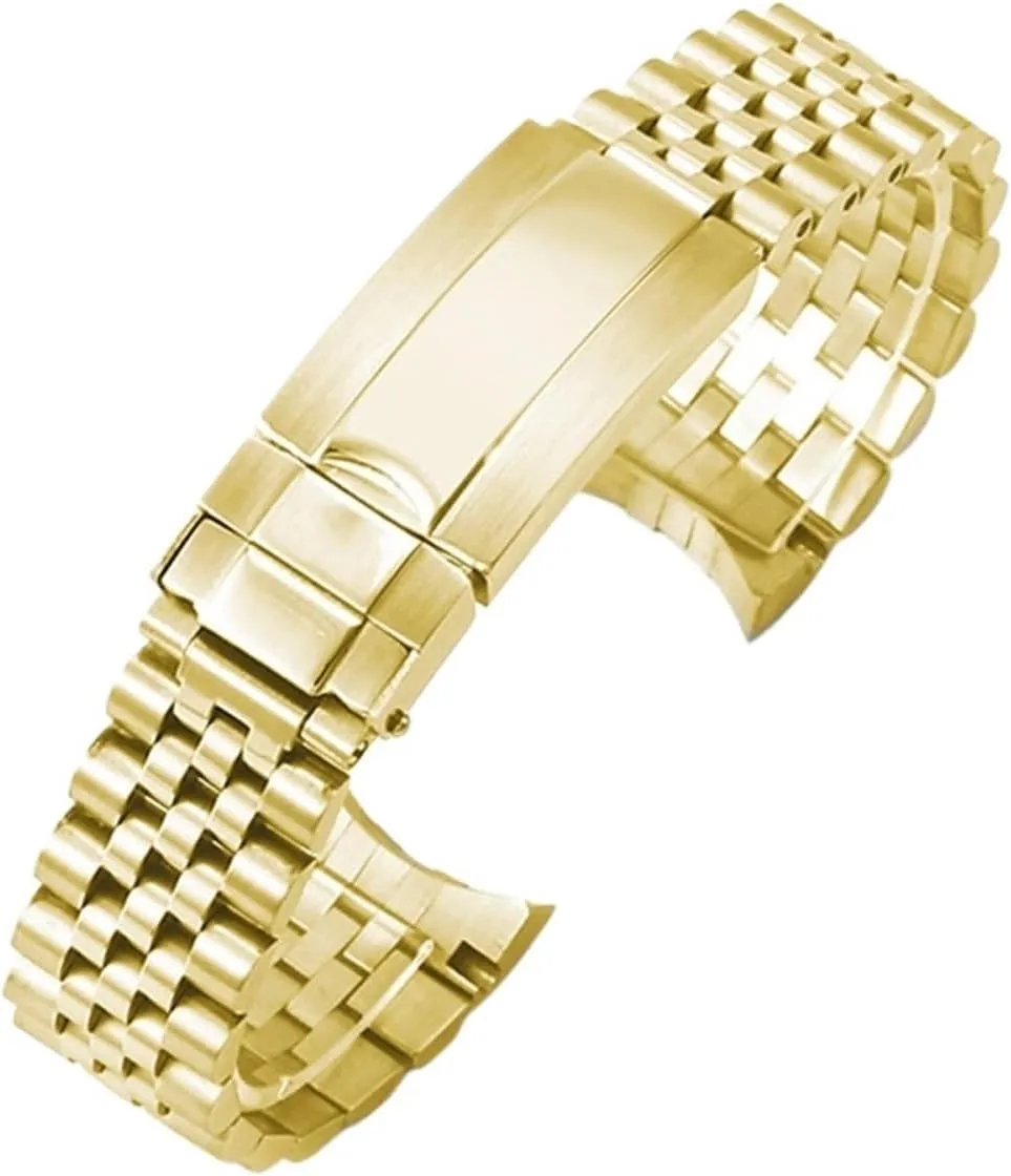 Five Bead Solid Stainless Steel Watch Band 20mm Universal Folding Buckle Watch Accessory Tool Suitable for Quartz Watches Traditional Watches