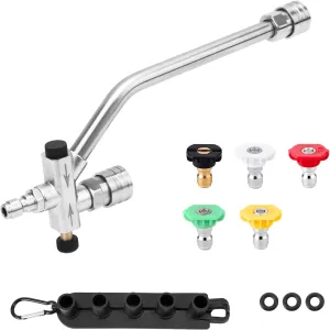 Foam Cannon Dual Connector Accessory, 1/4in Quick Fast Connect Dual Lance Pressure Washer Wand with 5 Power Sprayer Nozzles Pressure Washer Double Tip Attachment for Car Soap Cannon