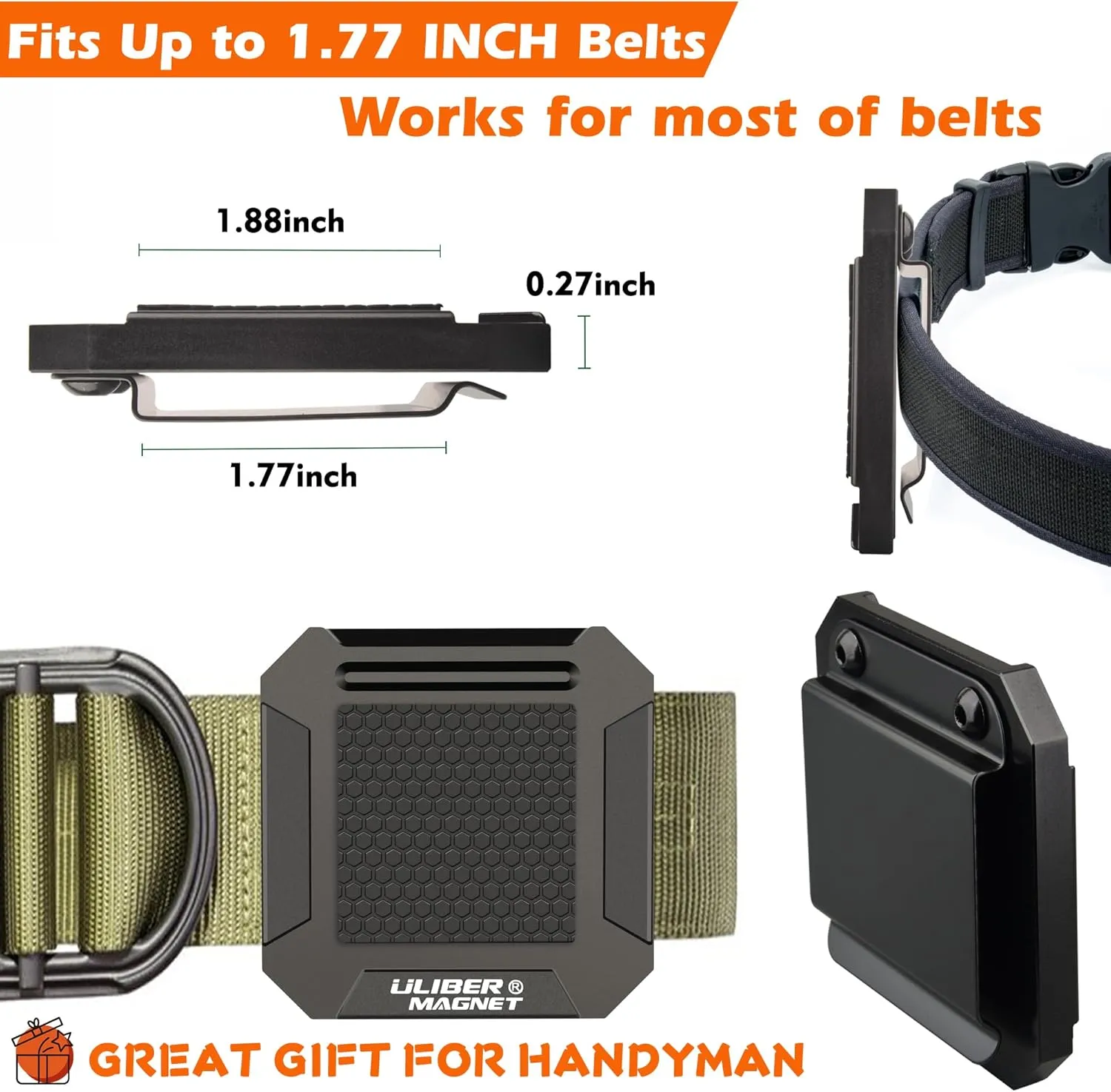 for Dad, Magnetic Tool Holster, Heavy Duty Clip-On Belt Magnet Holder, Soild Aluminum Strong Tool Holster Belt Clip for Screw,Drill Bit,Hardware Tools,Unique Gifts for Dad,Husband