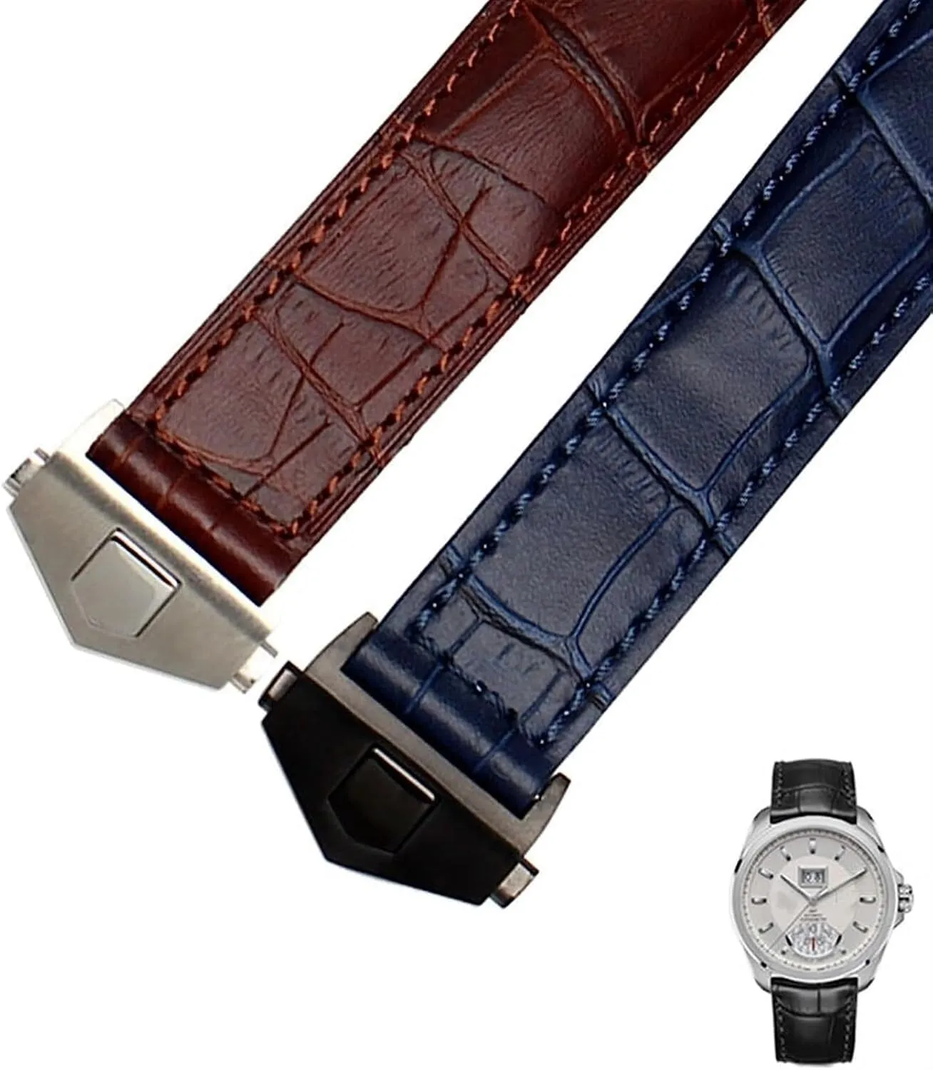 For TAG Heuer Genuine Leather Watch band Stitches Bracelet For Men Wrist strap With Folding Clasp