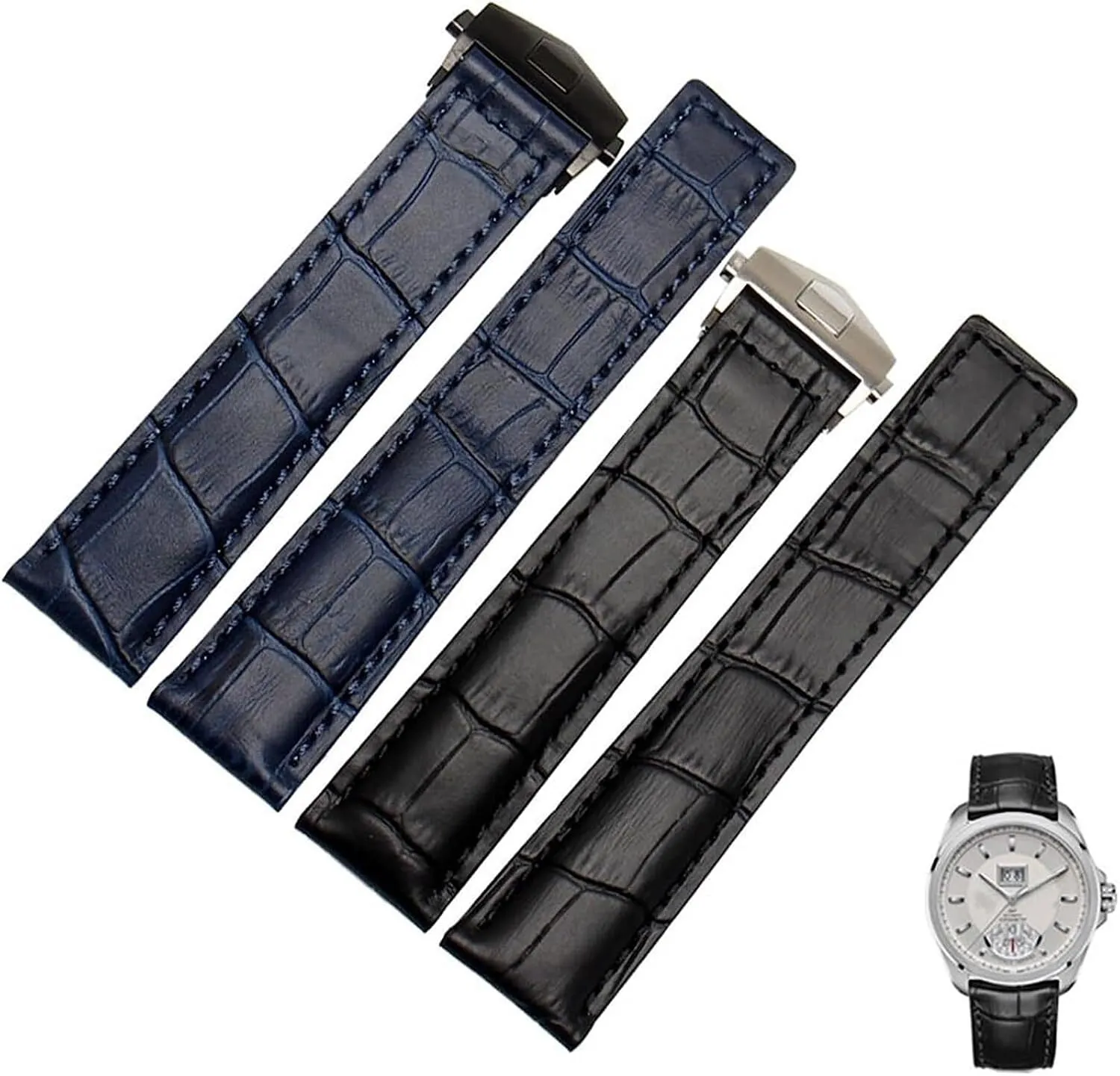 For TAG Heuer Genuine Leather Watch band Stitches Bracelet For Men Wrist strap With Folding Clasp