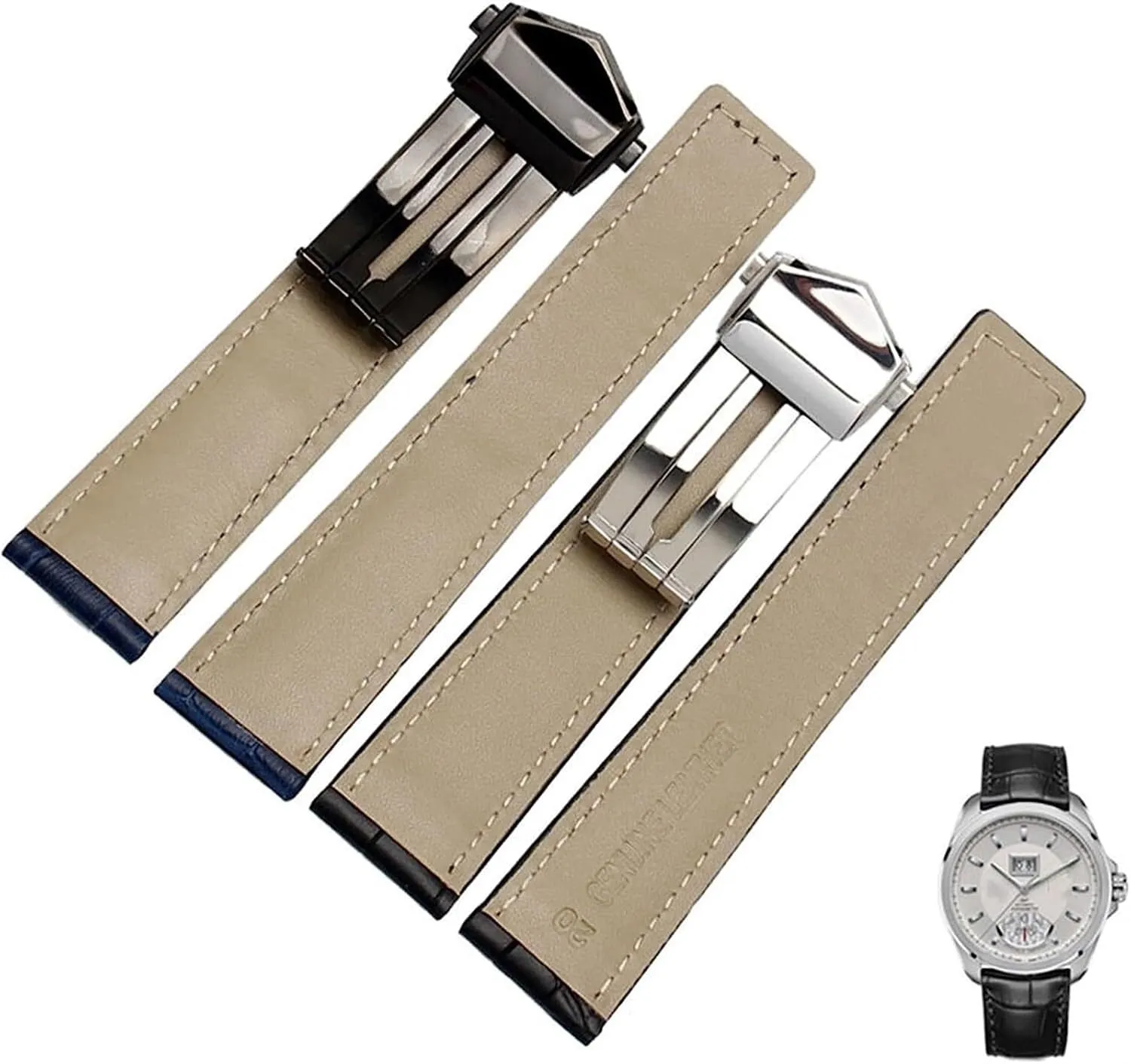 For TAG Heuer Genuine Leather Watch band Stitches Bracelet For Men Wrist strap With Folding Clasp