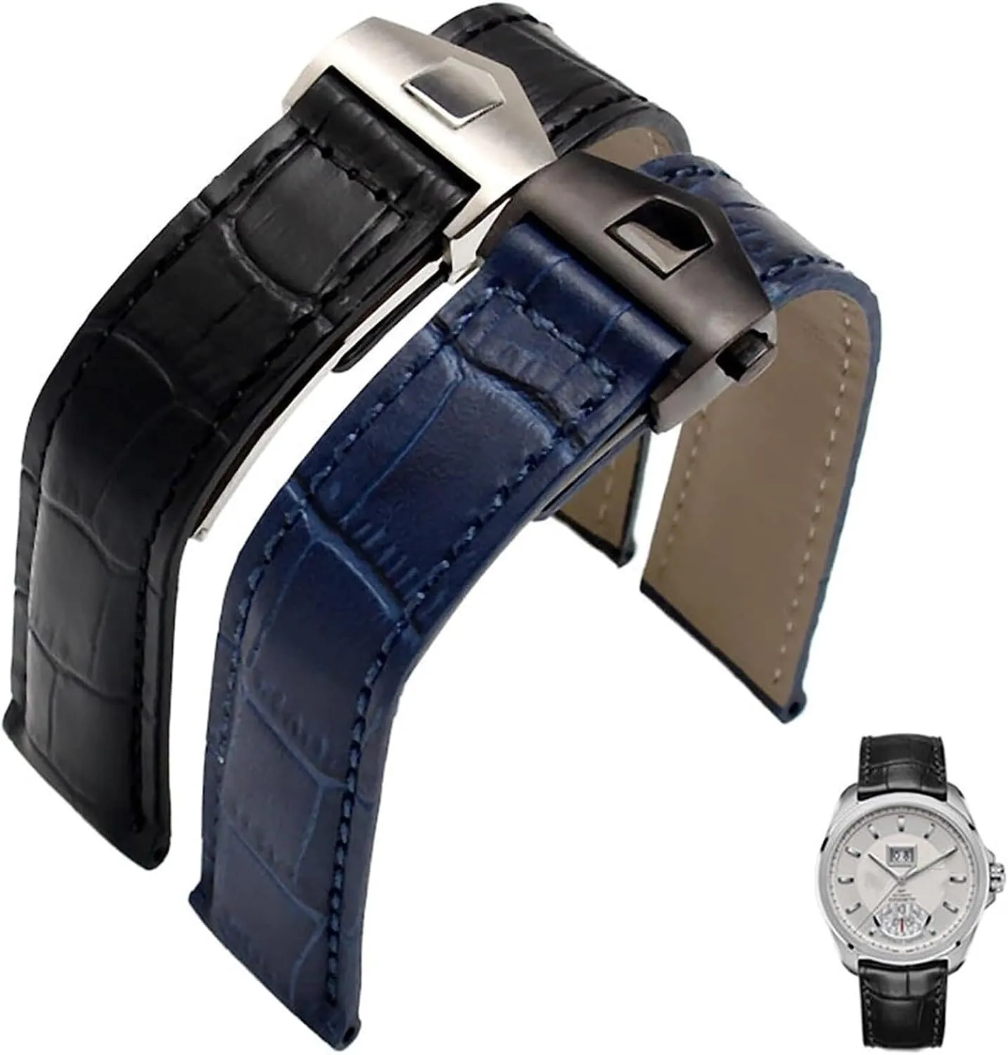 For TAG Heuer Genuine Leather Watch band Stitches Bracelet For Men Wrist strap With Folding Clasp