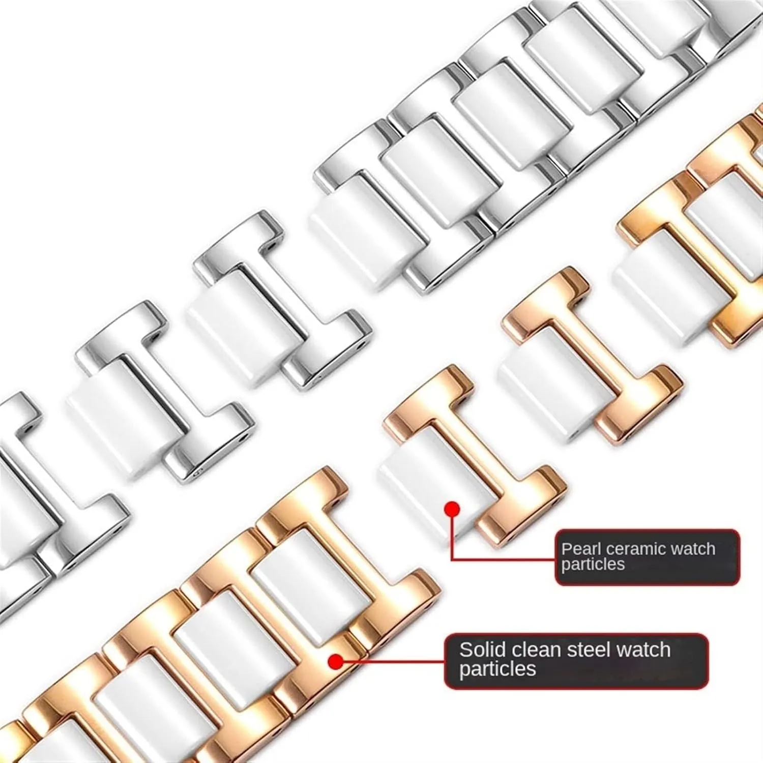For Women Man Ceramic Bracelet Stainless Steel Combination watchband Strap Fashion Watch Band Wristwatch