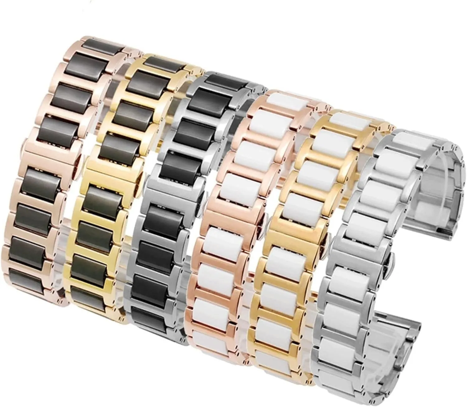 For Women Man Ceramic Bracelet Stainless Steel Combination watchband Strap Fashion Watch Band Wristwatch