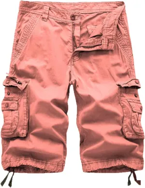 FOURSTEEDS Women's Cotton Loose Fit Zipper Multi-Pockets Twill Bermuda Drawstring Women Cargo Shorts