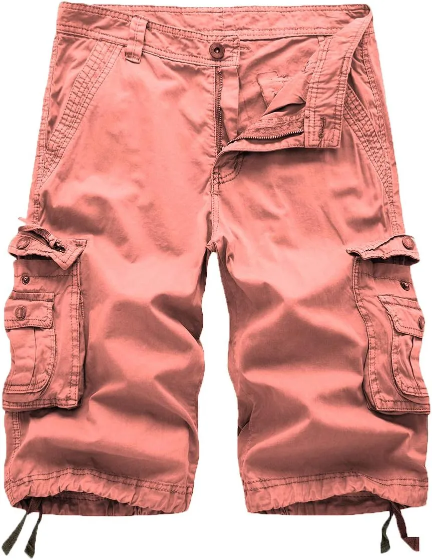 FOURSTEEDS Women's Cotton Loose Fit Zipper Multi-Pockets Twill Bermuda Drawstring Women Cargo Shorts