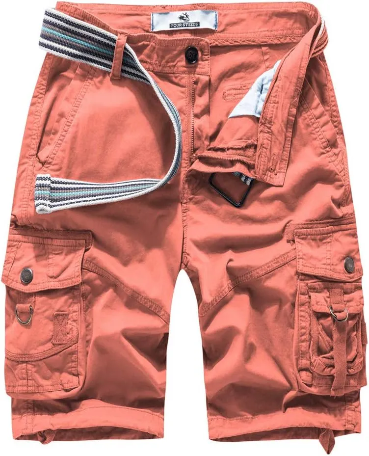 FOURSTEEDS Women's Cotton Relaxed Fit Casual Multi-Pocket Bermuda Cargo Shorts
