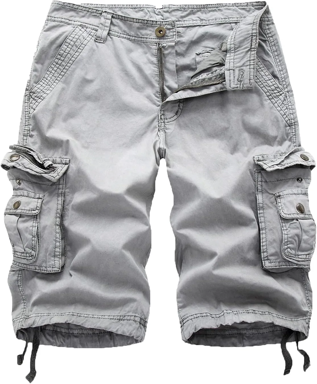 FOURSTEEDS Women's Cotton Zipper Front Multi-Pocket Twill Bermuda Women Cargo Shorts