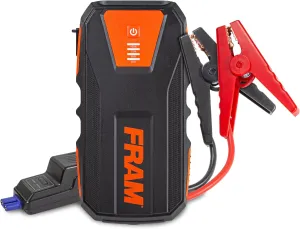 FRAM FEK40008 Car Battery Jump Starter 13000mAh (44.4Wh) Up to 5.0L Gas and 2.0L Diesel Engines, 12V Emergency Car Booster with Jumper Cables, Portable Power Bank and LED Flashlight
