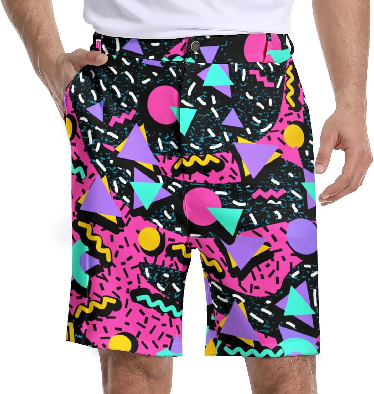 Funny Men's Golf Shorts Fun Work Polo Dress Short for Men Lightweight Quick Dry Multi-Pocket