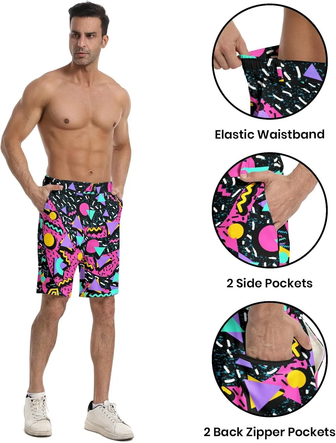 Funny Men's Golf Shorts Fun Work Polo Dress Short for Men Lightweight Quick Dry Multi-Pocket