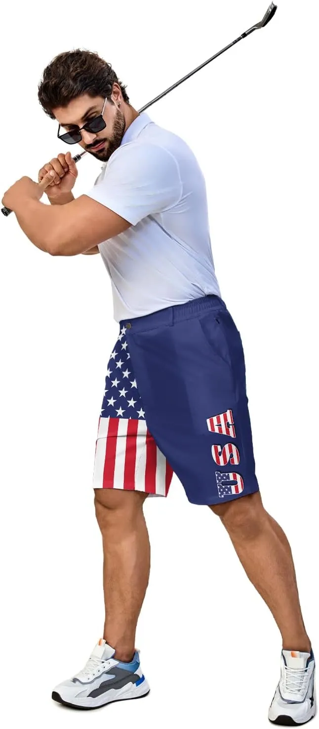 Funny Men's Golf Shorts Fun Work Polo Dress Short for Men Lightweight Quick Dry Multi-Pocket