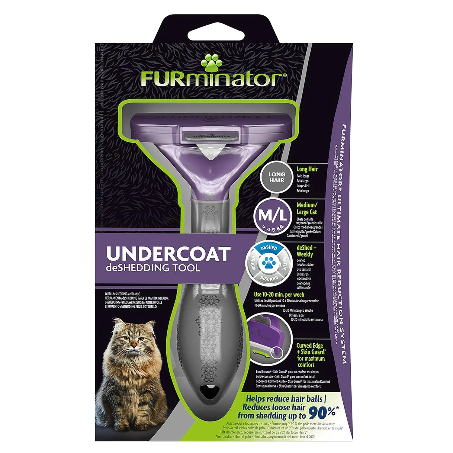 FURminator Undercoat deShedding Tool for Medium/Large Long Hair Cats Over 4.5 kg