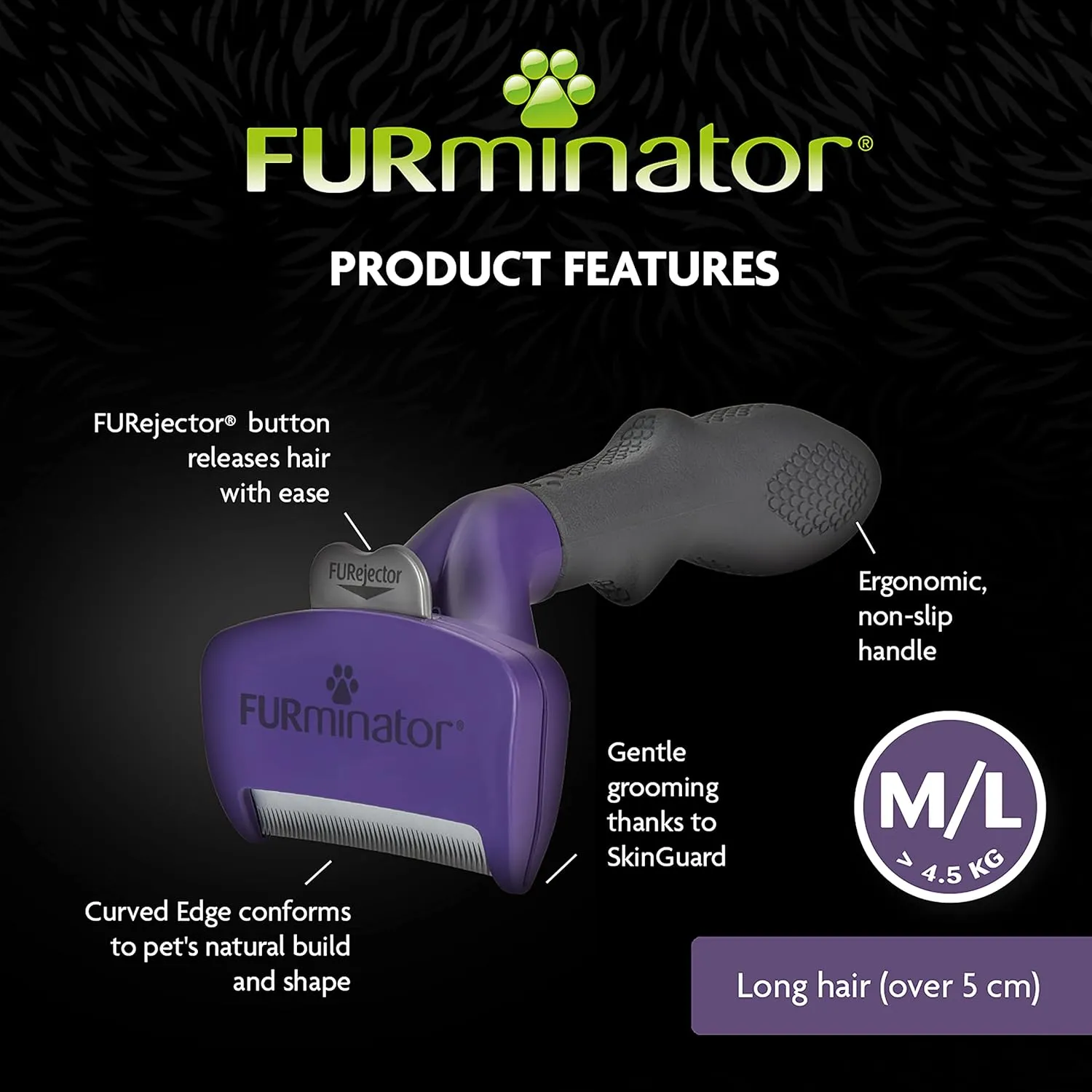 FURminator Undercoat deShedding Tool for Medium/Large Long Hair Cats Over 4.5 kg