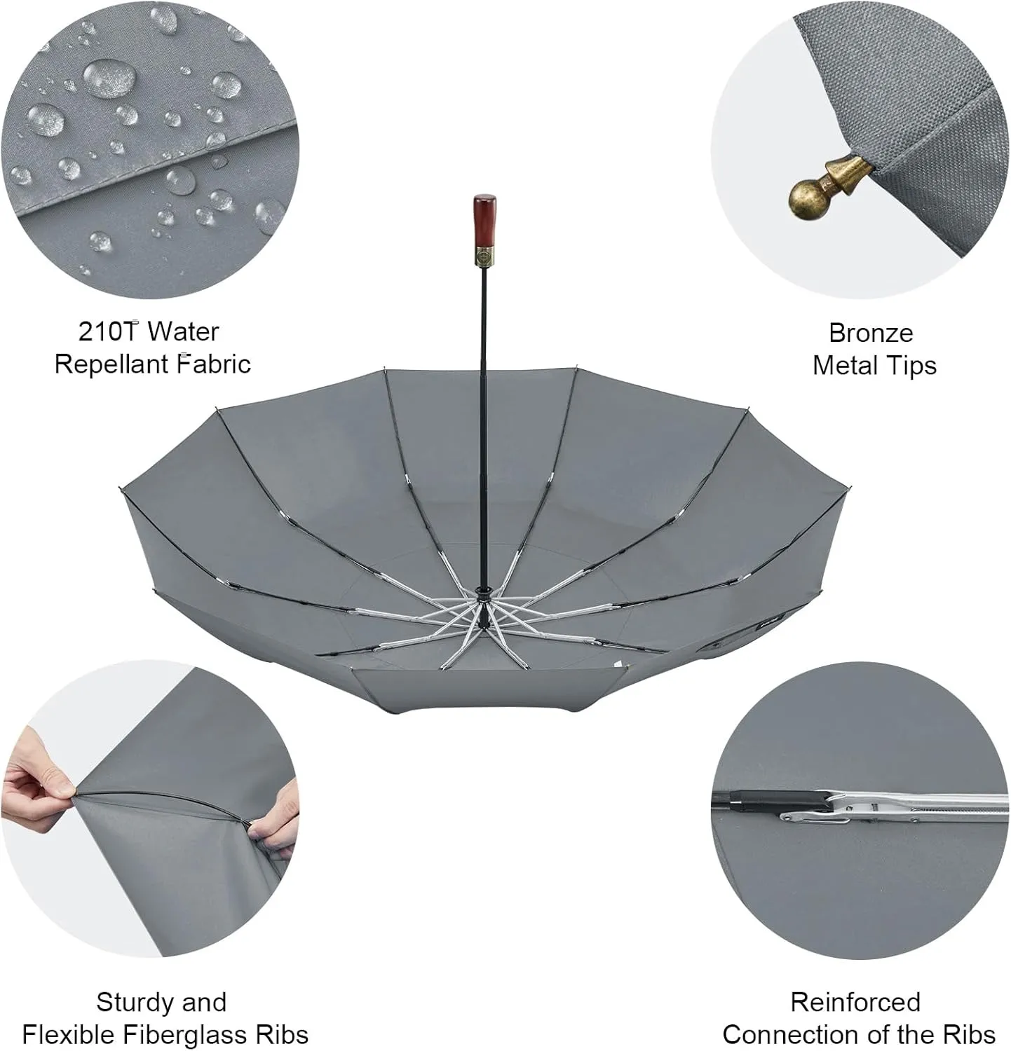 G4Free 54 Inch Large Compact Windproof Golf Umbrella for Rain Oversized Auto Open Close Folding Travel 10 Ribs Vented Double Canopy Umbrella for Women Men