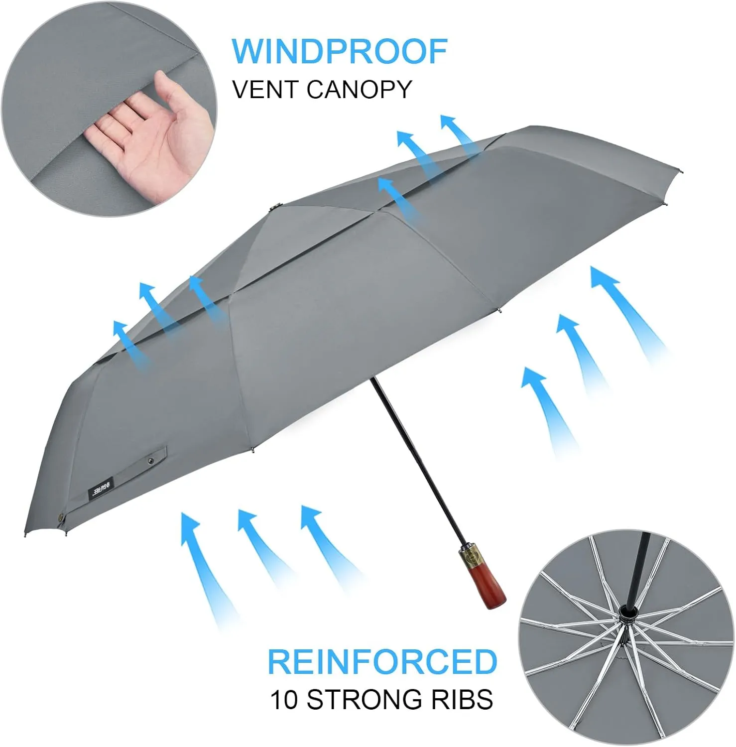 G4Free 54 Inch Large Compact Windproof Golf Umbrella for Rain Oversized Auto Open Close Folding Travel 10 Ribs Vented Double Canopy Umbrella for Women Men