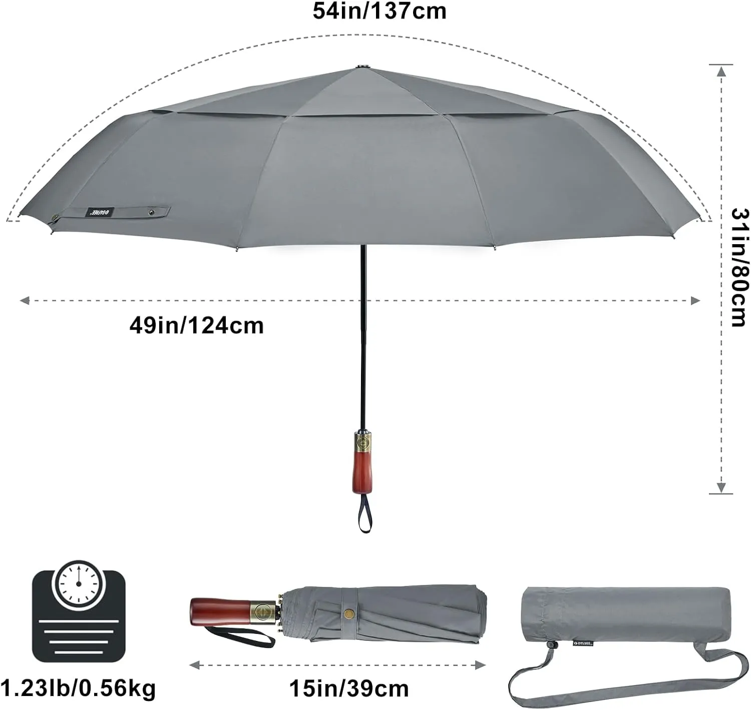 G4Free 54 Inch Large Compact Windproof Golf Umbrella for Rain Oversized Auto Open Close Folding Travel 10 Ribs Vented Double Canopy Umbrella for Women Men