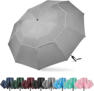 G4Free 54/62 Inch Windproof Inverted Umbrella with Reflective Stripe Large Compact Reverse Golf Umbrella for Rain 10 Ribs Double Canopy Travel Umbrella Automatic Open Close