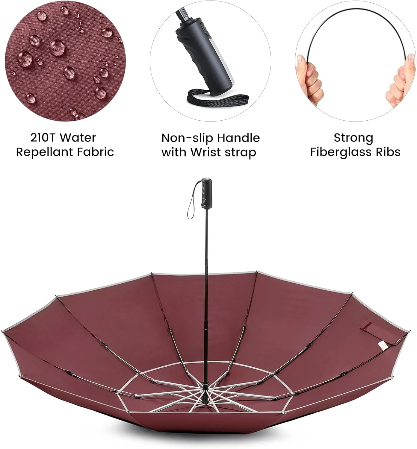 G4Free 54/62 Inch Windproof Inverted Umbrella with Reflective Stripe Large Compact Reverse Golf Umbrella for Rain 10 Ribs Double Canopy Travel Umbrella Automatic Open Close