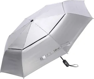 G4Free UPF 50  UV Protection Travel Umbrella 42/46 Inch Windproof Silver Coating Sun Blocking Umbrella