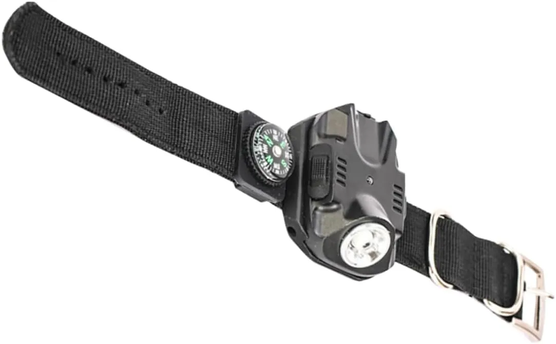 Gadpiparty Portable Led Wrist Watch Light Outdoor Utility for Camping Hiking and Night Sports Compact Flashlight with Compass
