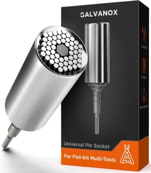 Galvanox Universal Socket Adapter Compatible with Leatherman Flat Bit System - Skeletool, Surge, MUT, Wave Plus and Signal Multitool Kit Set (Multi-Tool Accessories)