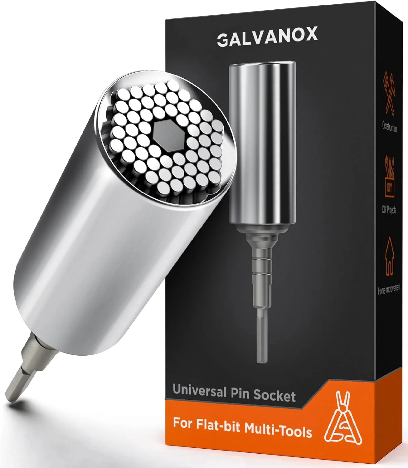 Galvanox Universal Socket Adapter Compatible with Leatherman Flat Bit System - Skeletool, Surge, MUT, Wave Plus and Signal Multitool Kit Set (Multi-Tool Accessories)