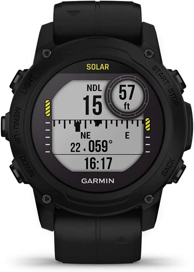 Garmin Descent G1 Solar (Black) Dive Computer Watch Diver's Bundle - GPS Diving Watch with Compass & Depth Sensor, Surface & Exit - Includes Waterproof Dry Bag & Cell Phone Pouch