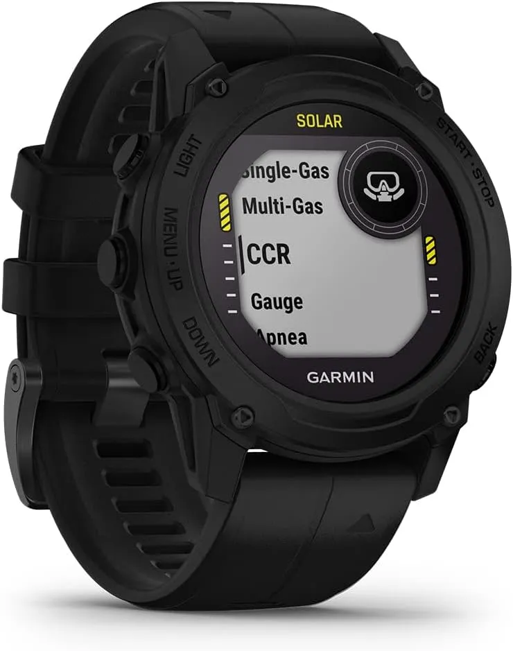 Garmin Descent G1 Solar (Black) Dive Computer Watch Diver's Bundle - GPS Diving Watch with Compass & Depth Sensor, Surface & Exit - Includes Waterproof Dry Bag & Cell Phone Pouch