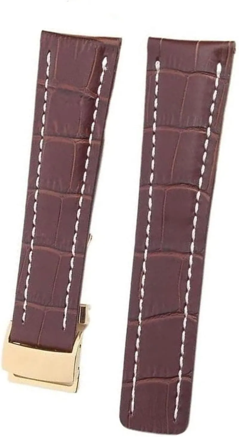 Genuine Leather Bamboo Texture Watch band For Breitling Black Blue Soft strap with Clasp Buckle 22 24mm