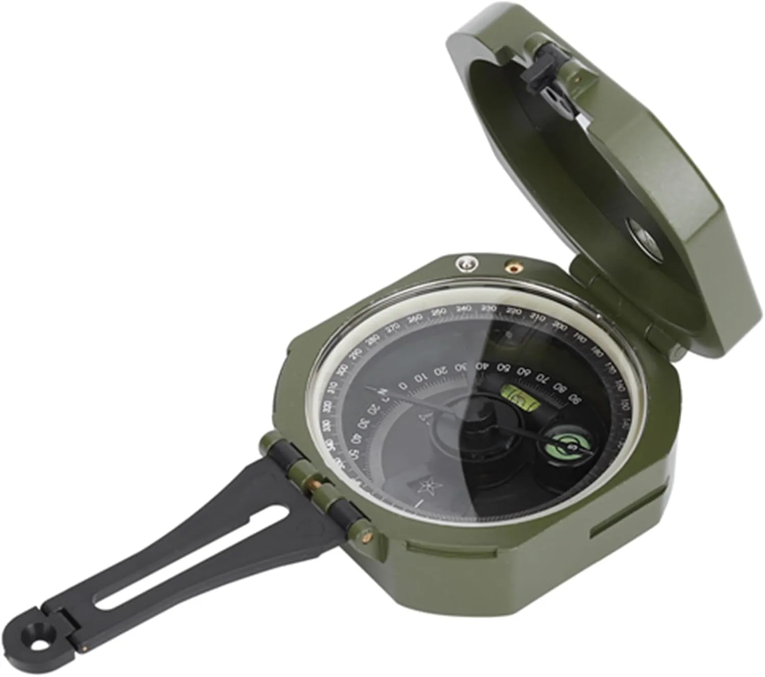 Geological Compass Waterproof Fluorescent Compass, High Accuracy Shockproof Green Compass for Outdoor, Multifunctional Compass for Geological Survey, Orienteering, with Bag