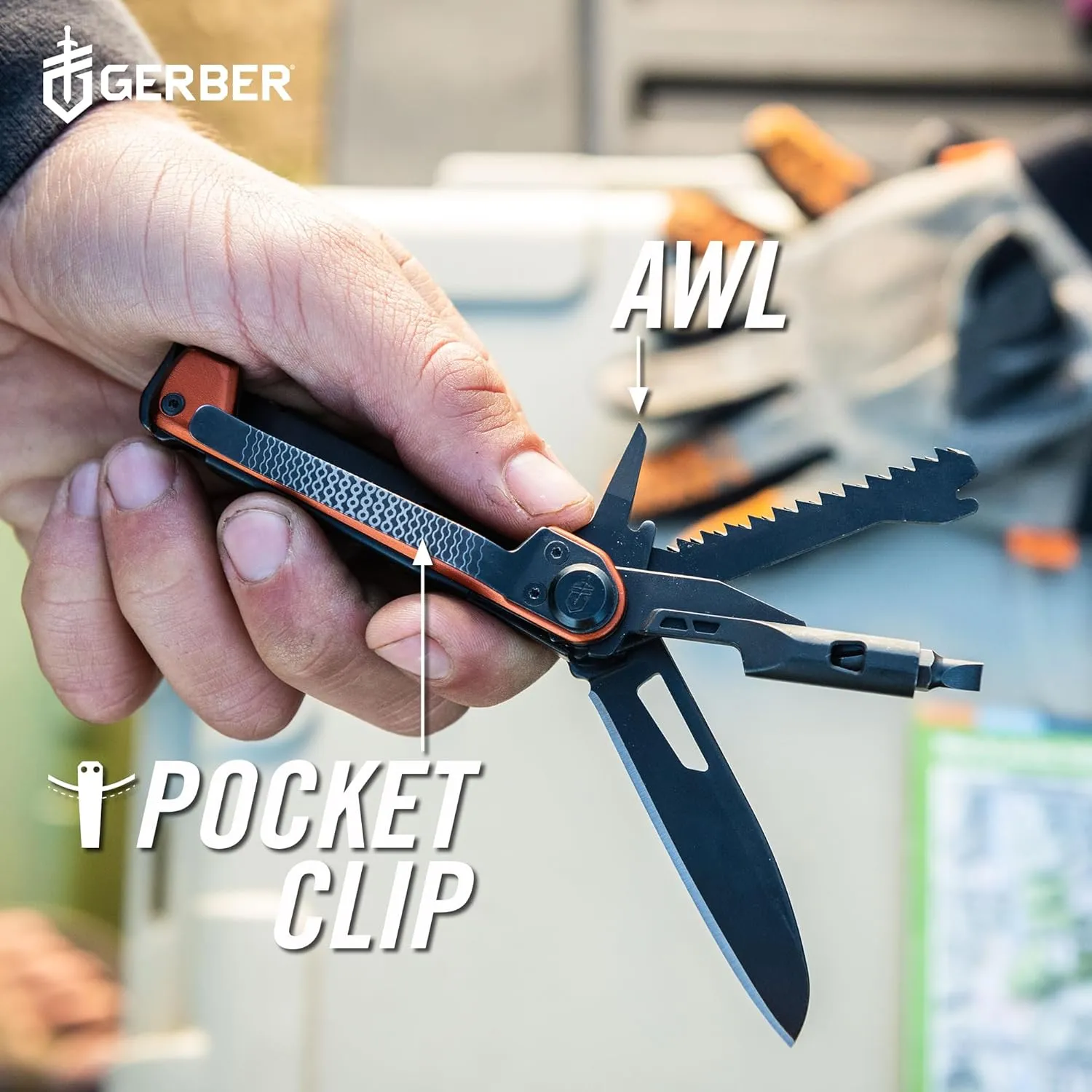 Gerber Gear Armbar Trade 8-in-1 Multi-tool - 2.5" Plain Edge Blade, Pry Bar, Hammer - EDC Gear and Equipment - Silver