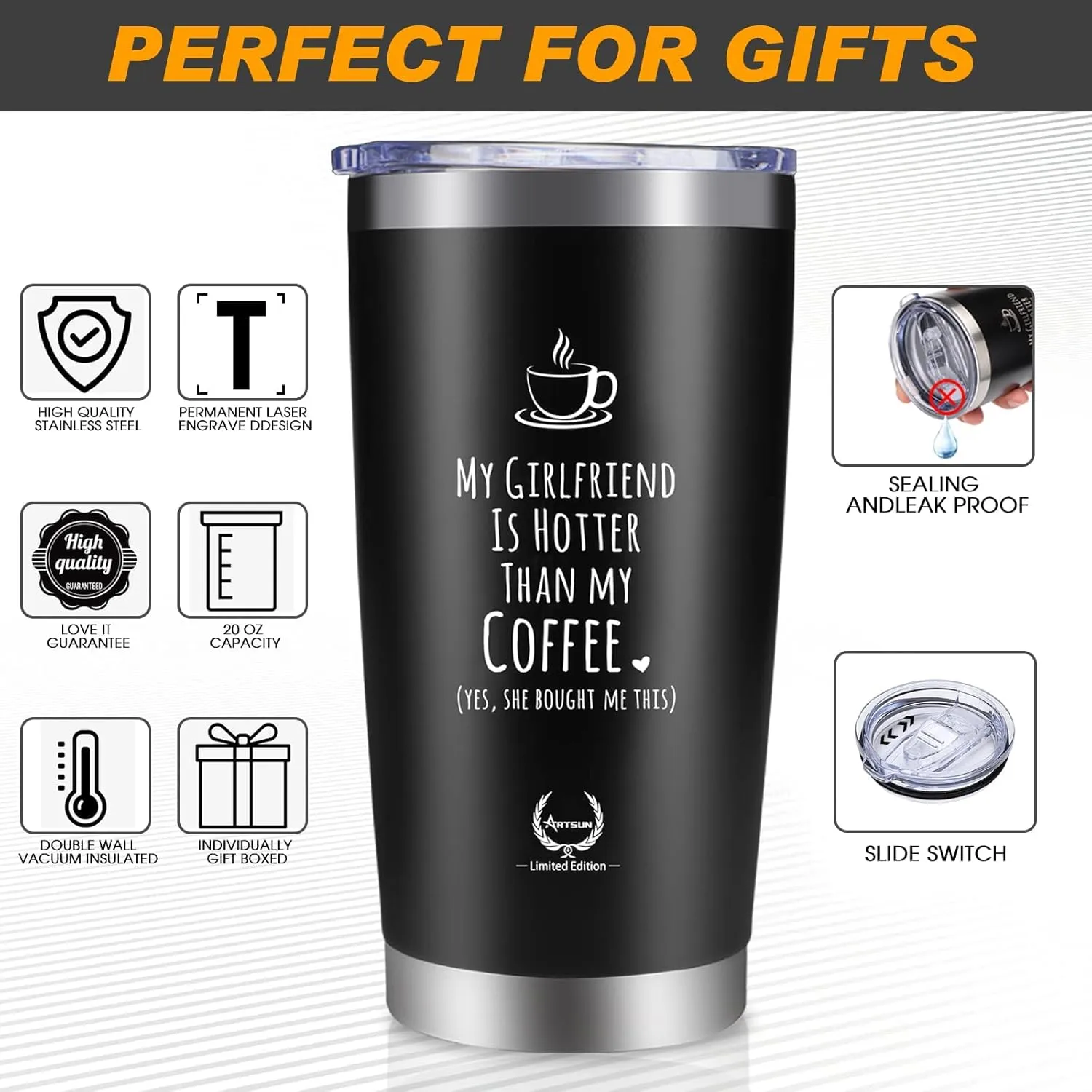 Gifts for Boyfriend - 5-in-1 Survival Gift Box with Insulated Tumbler, Multi-Tool Pocket Knife, Keychain & Greeting Card - Valentine's Day, Birthday, Anniversary Presents for Him